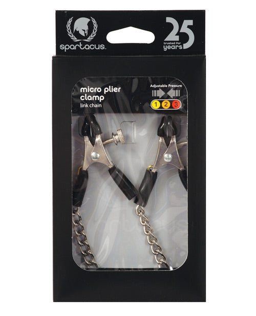 Spartacus SPF-31 Adjustable Nipple Clamps with Chain, Silver Metal
