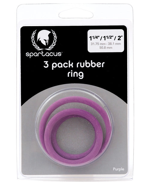 Spartacus BSPR-34 Rubber Cock Ring Set, Pack of 3, Purple
