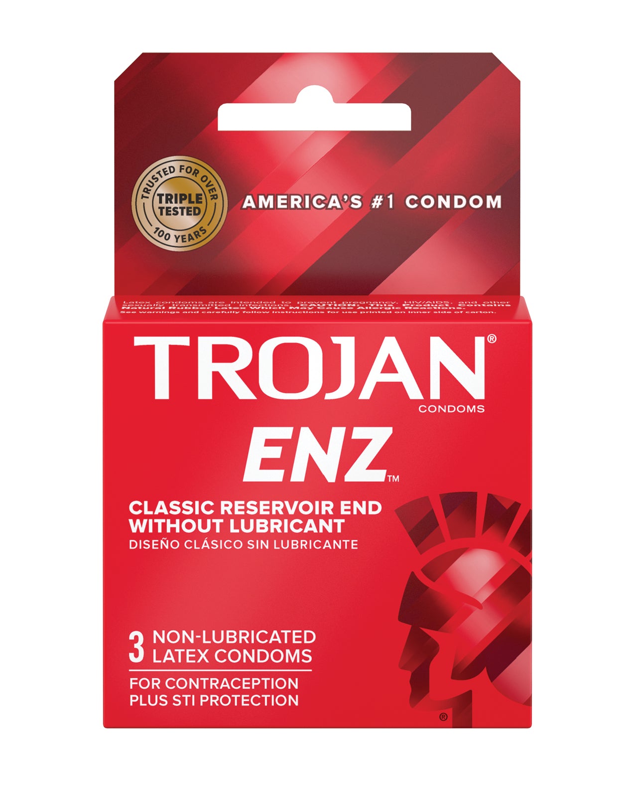 Paradise Marketing 92050 Trojan Enz Non-Lubricated Condoms, Latex, Box of 3