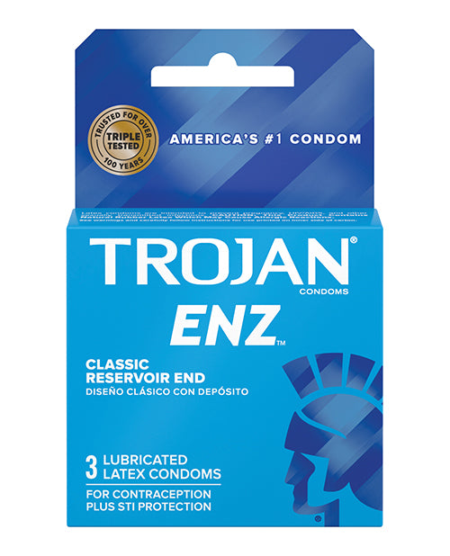 Paradise Marketing 93050 Trojan Enz Lubricated Condoms, Latex, Ribbed, Blue