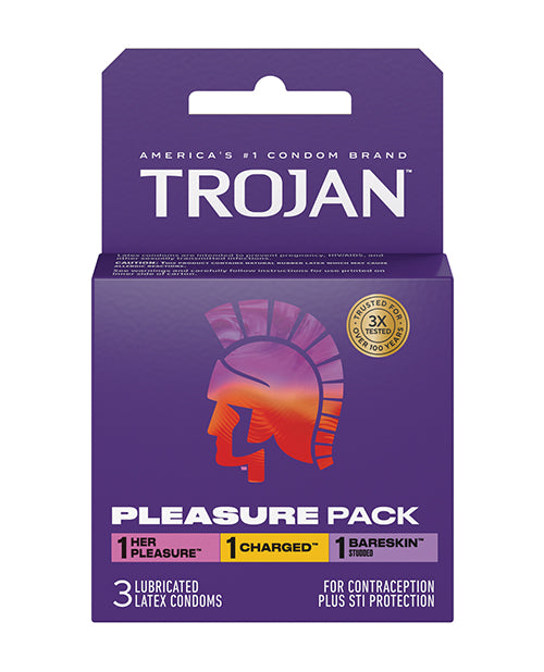 Paradise Marketing 80010 Trojan Pleasure Condoms - Assorted, Box of 3
