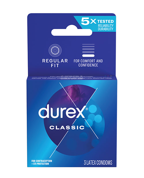 Paradise Marketing 30045 Durex Classic Condoms, 52mm Nominal Width, Box of 3