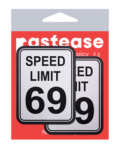 Pastease 69 Premium Speed Limit Nipple Pasties, Black/White