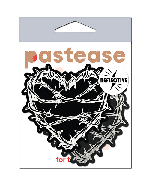 Pastease Premium Barbed Wire Heart Reflective Pasties, Black
