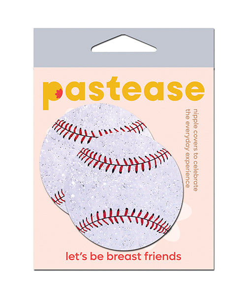 Pastease Premium Baseball Pasties, Sparkly White, 2.5" Diameter