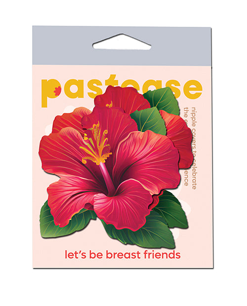 Pastease HAI-RD Tropical Red Hibiscus Flower Pasties, 3"x3" Adhesive