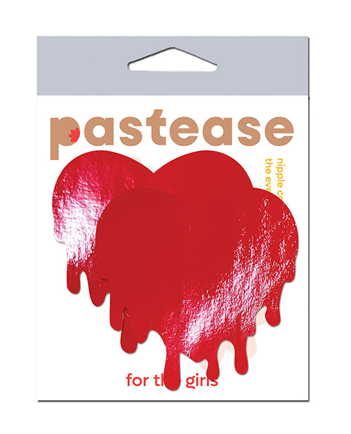 Pastease Faux Leather Melty Heart Pasties, Red, One Size