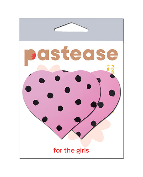 Pastease HRT-POK-PKBK Heart w/Polka Dot Breast Pasties, 3" x 2.5"