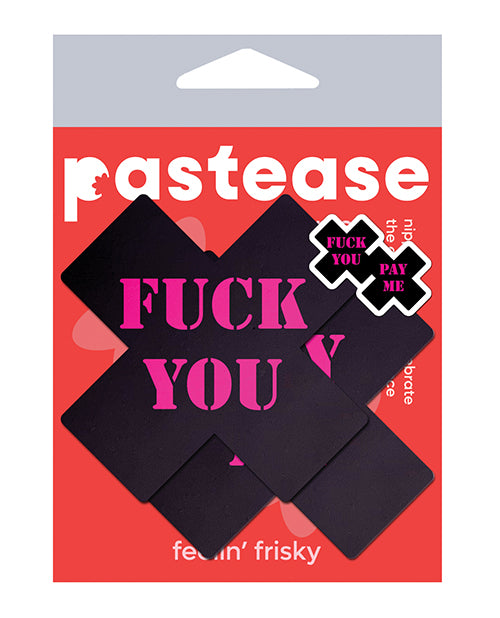 Pastease PLS-WRD-FUP Fuck You Pay Me Cross, Black/Pink OS