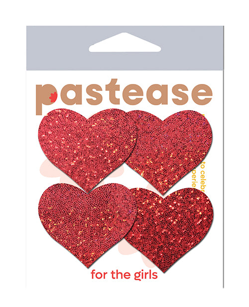 Pastease PET-HRT-GLT-RD Petites Glitter Heart Nipple Pasties, Red, 2 Pair