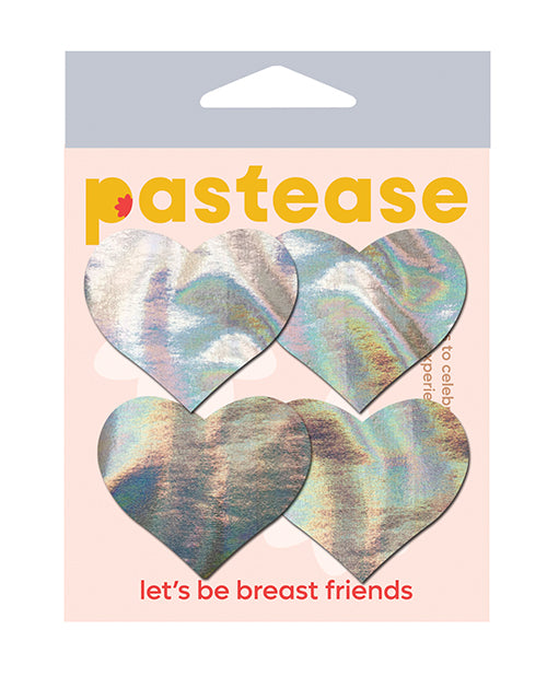 Pastease PET-HRT-HOL-SL Holographic Hearts Nipple Pasties, Silver, 2 Pair