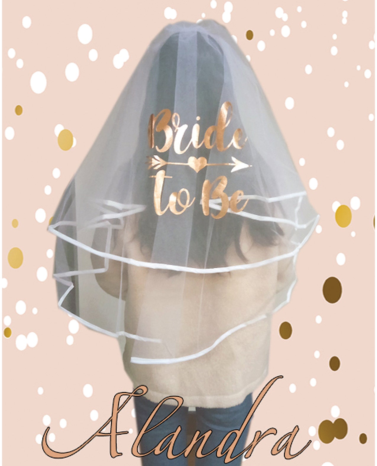 OMG International AL-VEIL-BTB Bride to Be Veil, Rose Gold Polyester