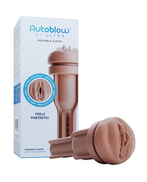 Autoblow AI Ultra Vagina Sleeve, Tan, 3 Orifices