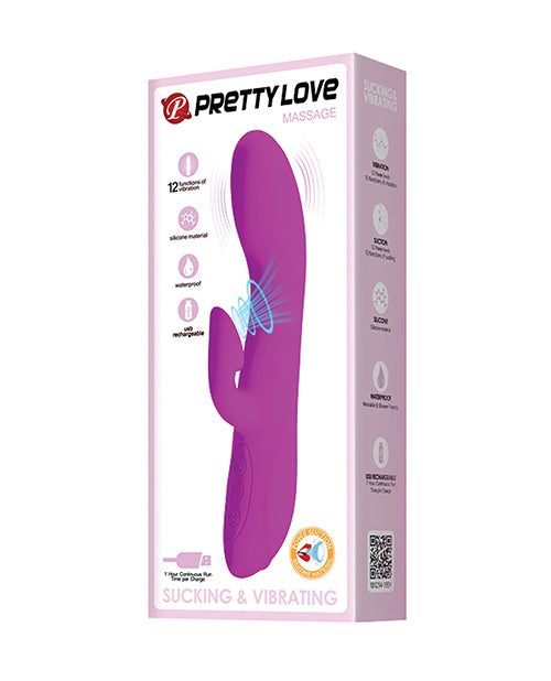 Pretty Love Flirt Sucking Rabbit, 12-Function USB Rechargeable Vibrator