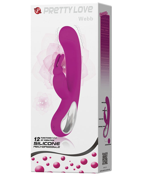Pretty Love BI-014420 Webb Bunny Ears Rabbit Vibe w/Handle, Fuchsia, Silicone
