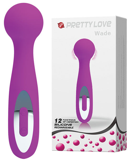 Pretty Love Wade Massager, 12-Function Rechargeable Silicone Wand, Purple