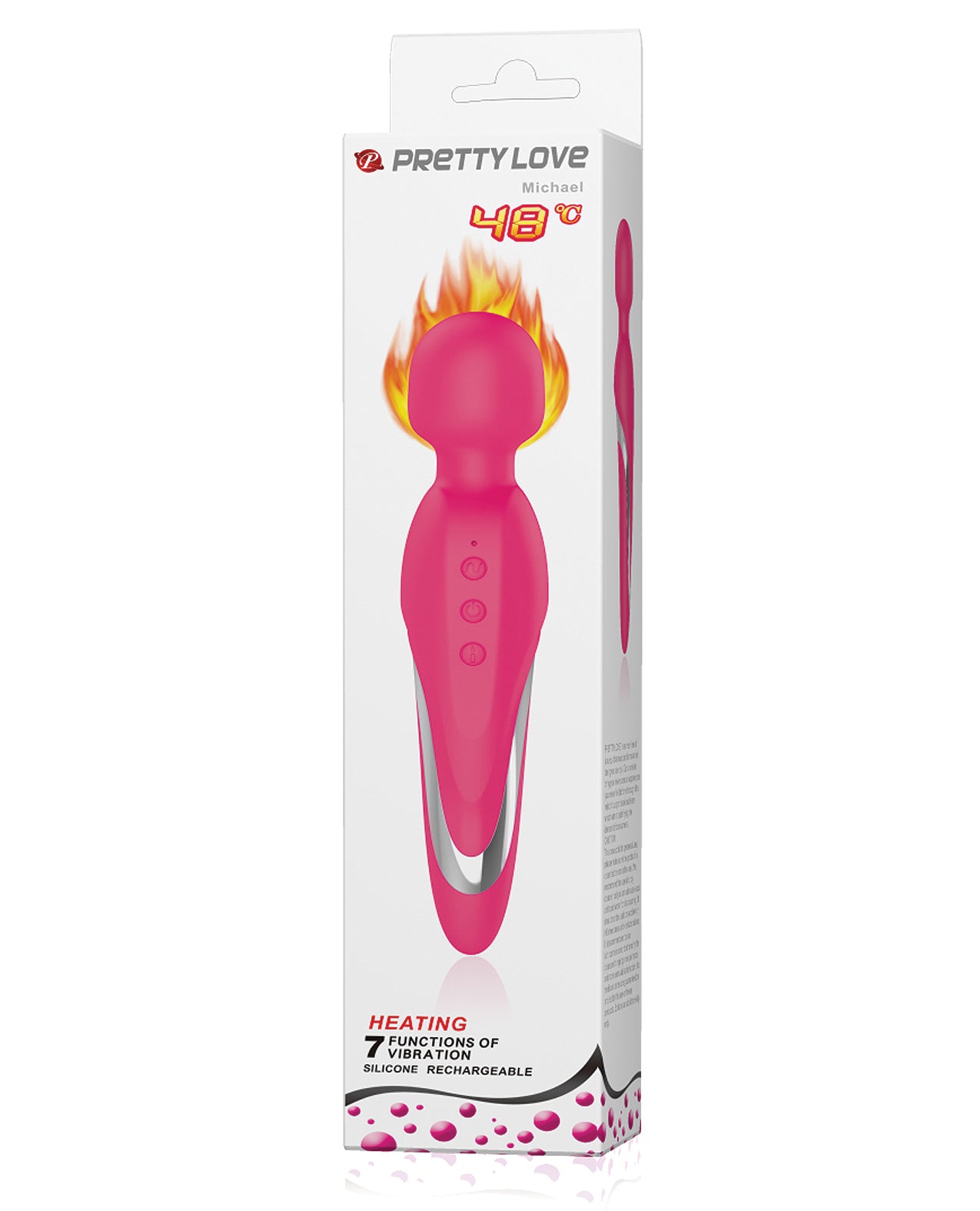 Pretty Love Michael Heating Body Wand, Pink – 7 Functions & Warming