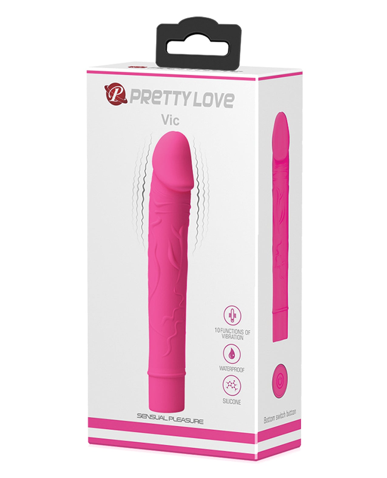 Pretty Love Vic G-Spot Vibrating Dildo, 10-Function Silicone - Magenta