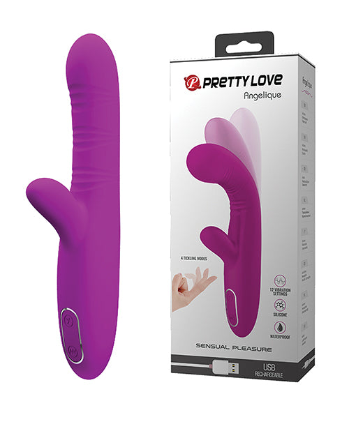 Pretty Love Angelique Come Hither Rabbit Vibrator, Rechargeable - Fuchsia