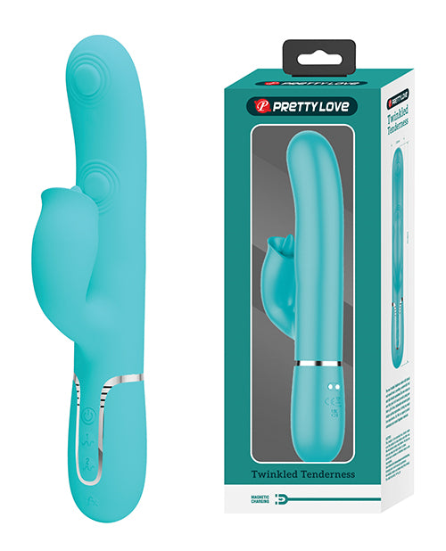 Pretty Love Gigi 3-in-1 Twinkled Tenderness Rabbit Vibrator, Aqua