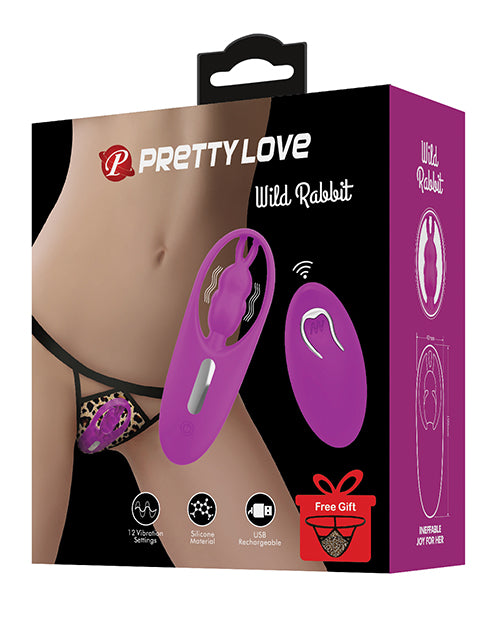 Pretty Love Wild Rabbit Panty Vibe, Fuchsia, 12 Modes, USB Rechargeable