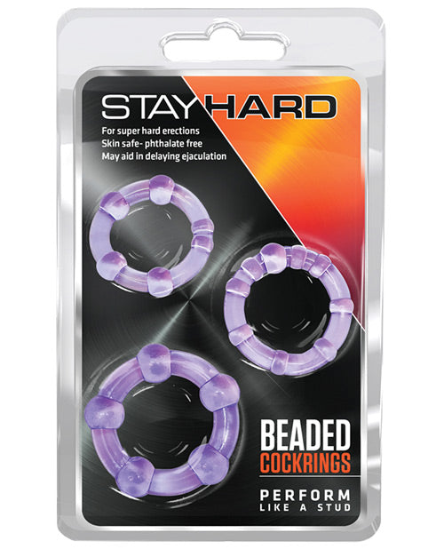 Blush Novelties BL-00011 Stay Hard Beaded Cock Rings - Purple, 3-Pack, TPE