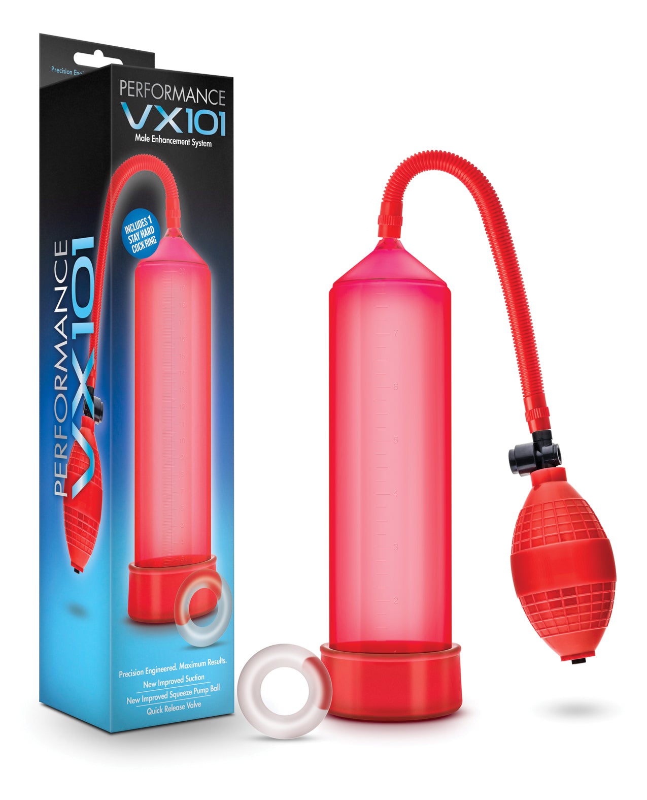Blush Novelties BL-01108 Performance VX101 Pump, Red, 9 Inch, Incl. C Ring