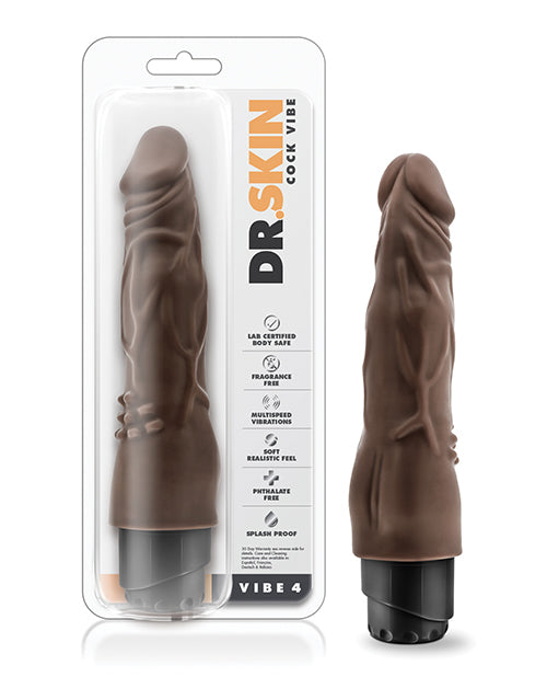Blush Novelties BL-10126 Dr. Skin Cock Vibe 8" Vibrating Dildo, Chocolate