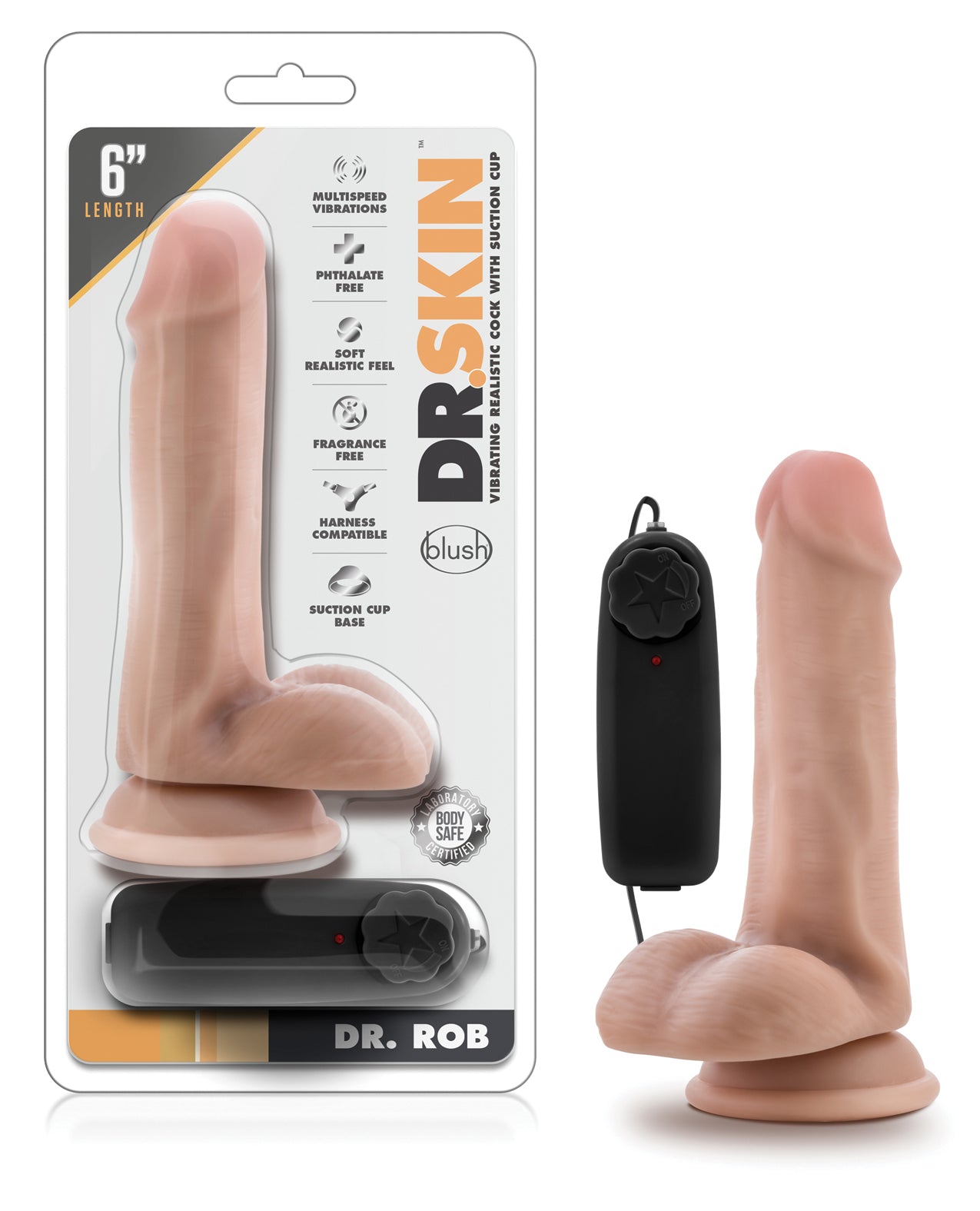 Blush Novelties BL-12603 Dr. Rob Vibrating Cock, 4.75" Insertable Length