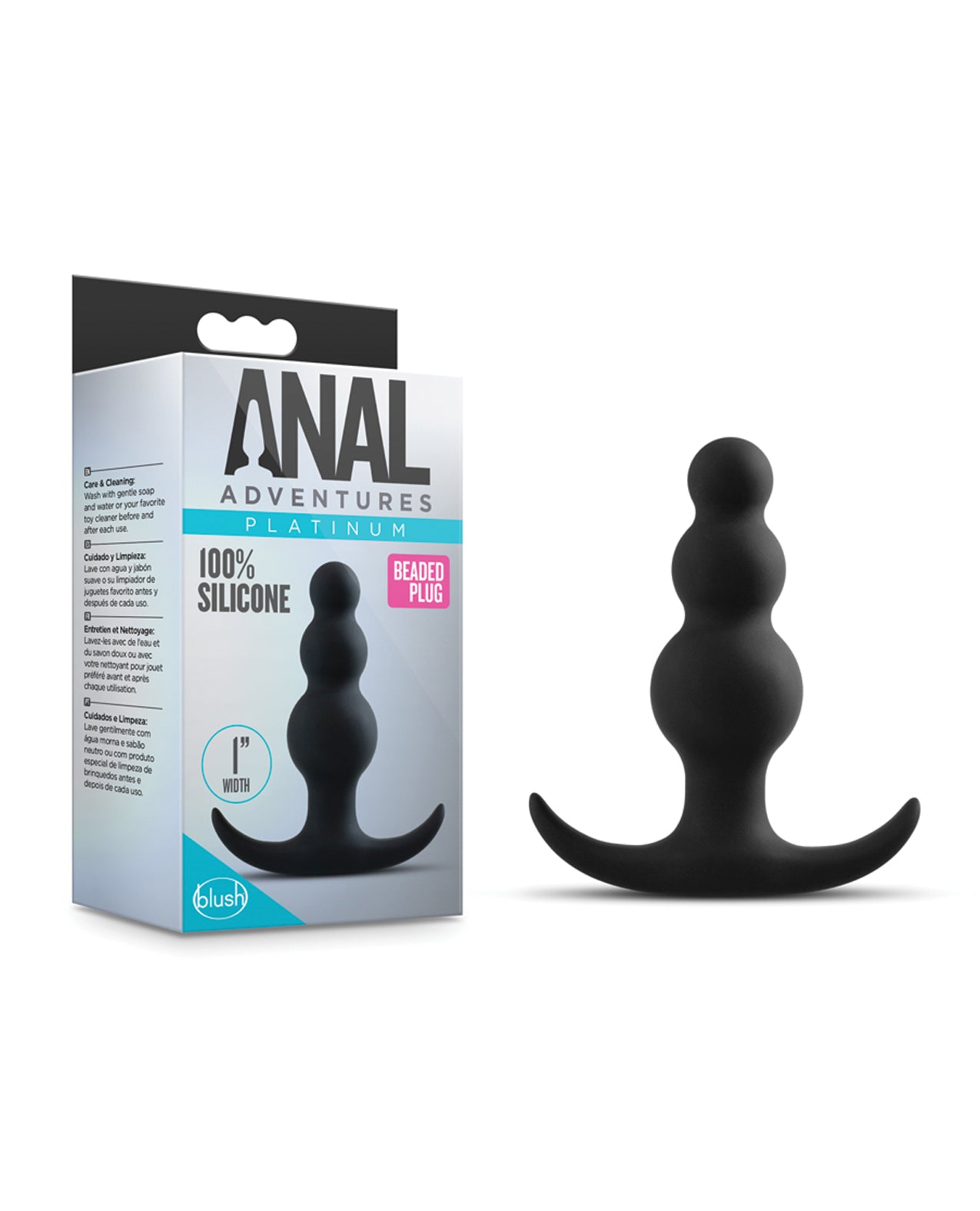 Blush Novelties BL-18515 Anal Adventures Beaded Plug, Black Silicone 3-inch