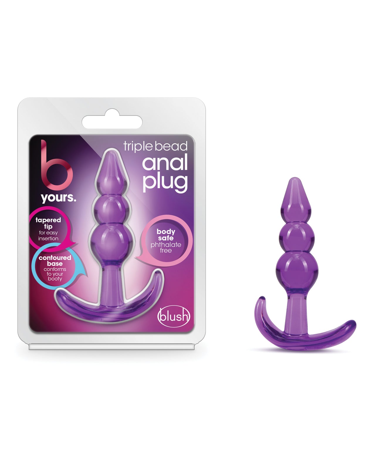 Blush Novelties BL-24411 B Yours Triple Bead Anal Plug, Purple TPE