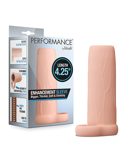 Blush Novelties BL-26833 Enhancement Sleeve, 4.25" TPE, Beige, Ribbed
