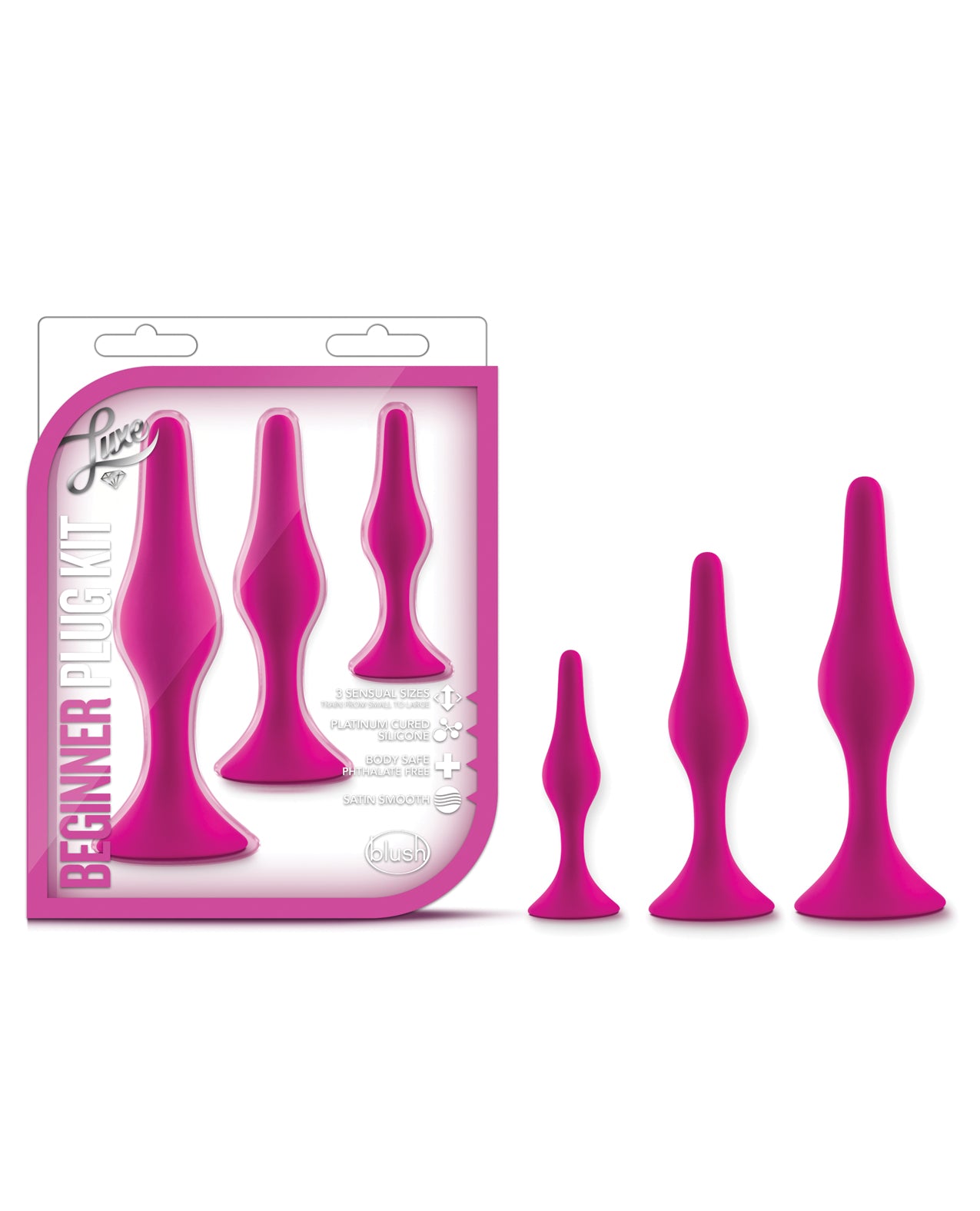 Blush Novelties BL-312610 Luxe Beginner Plug Kit, Pink Silicone