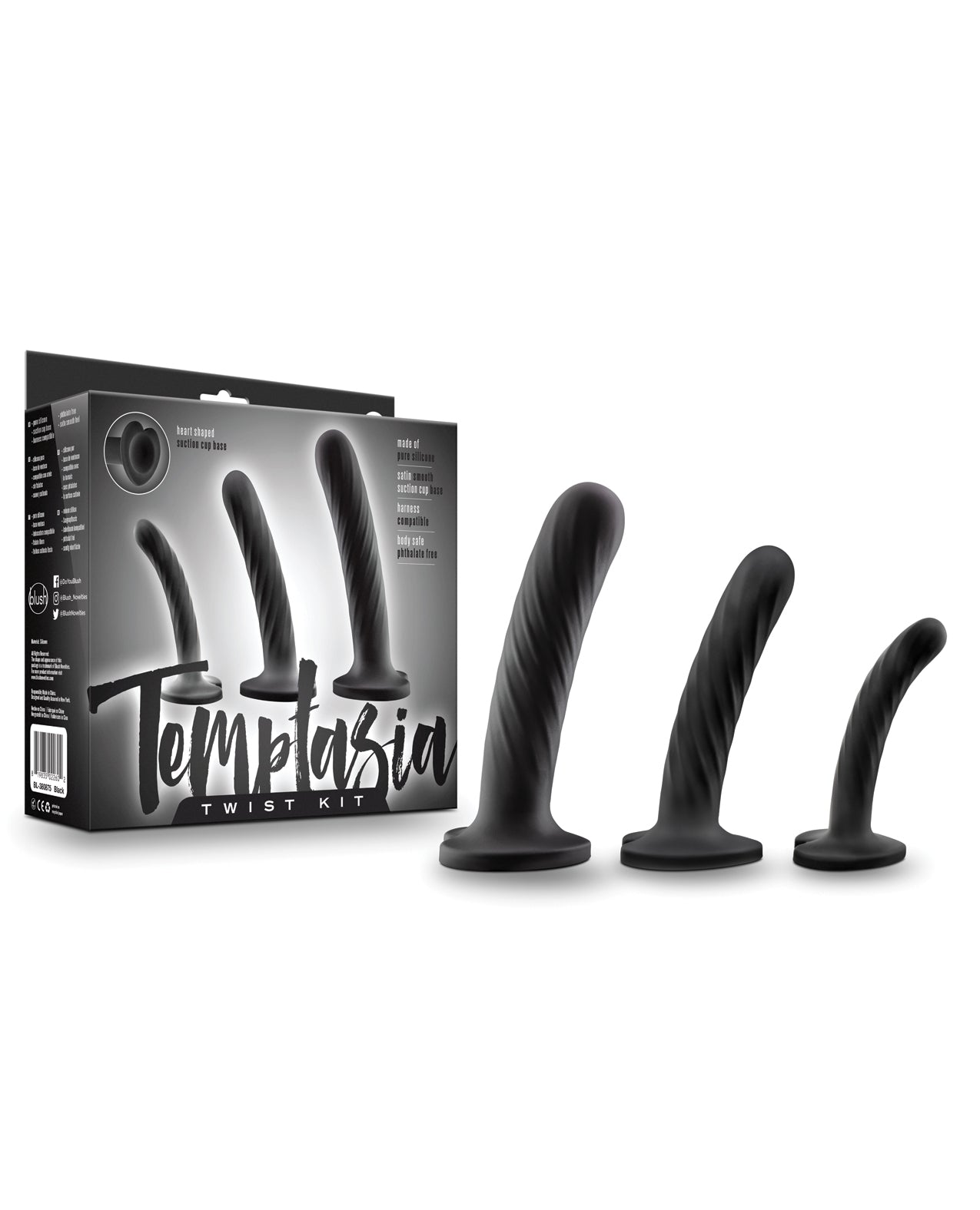 Blush Novelties BL-380875 Temptasia Twist Kit, Black Set of 3 Silicone