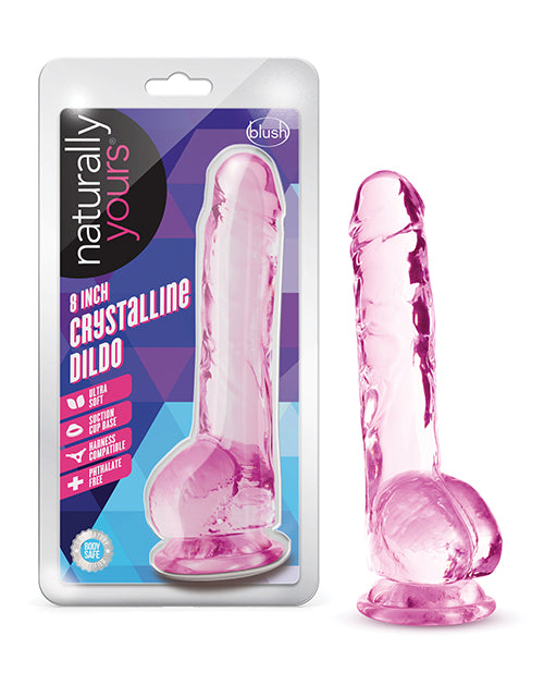 Blush Novelties BL-51500 Naturally Yours 8" Crystalline Dildo, Rose