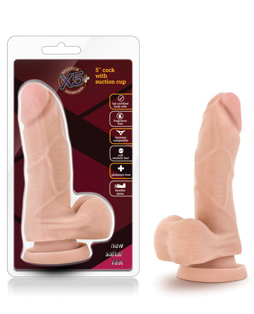 Blush Novelties BL-57563 X5 5" Cock w/Flexible Spine, Beige Vibrating