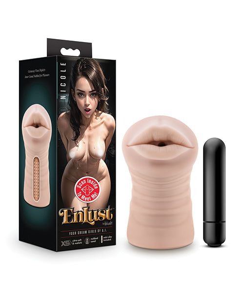 Blush novelties EnLust Mouth Stroker w/Vibrating Bullet, Beige