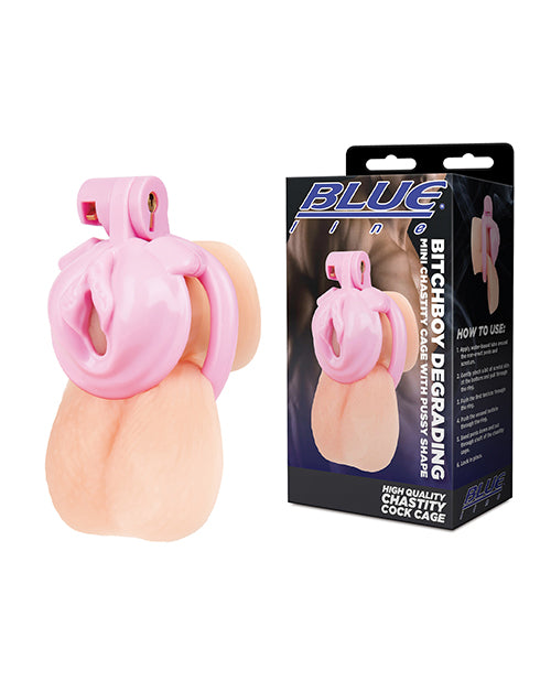 Blue Line Bitchboy Mini Chastity Cage, Pussy Shape – 1-Inch