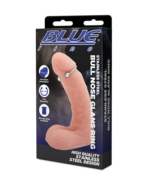 Electric Eel Inc. Blue Line Stainless Steel Bull Nose Glans Ring, 32mm