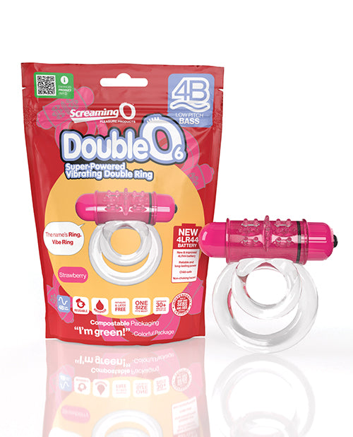 Screaming O 4BD6-ST 4B DoubleO 6 Strawberry Vibrating Ring, 5 Speeds, Pink