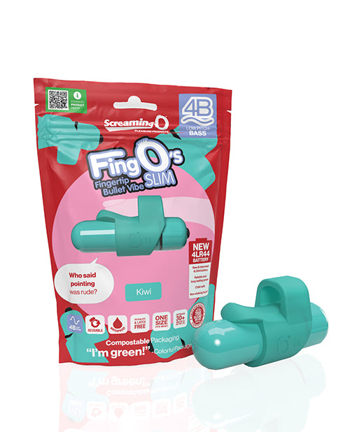 Screaming O 4B FingO Slim Vibrator, Kiwi, Waterproof, 5 Speeds