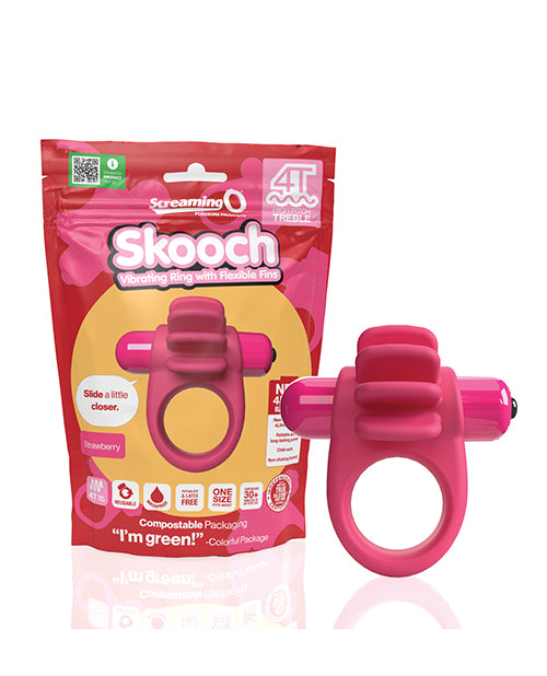 Bushman 4TSK-ST Screaming O 4T Skooch Vibrating Ring, Strawberry, Red