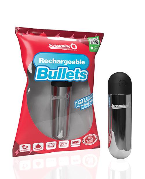 Screaming O Rechargeable Bullet, Silver, Waterproof