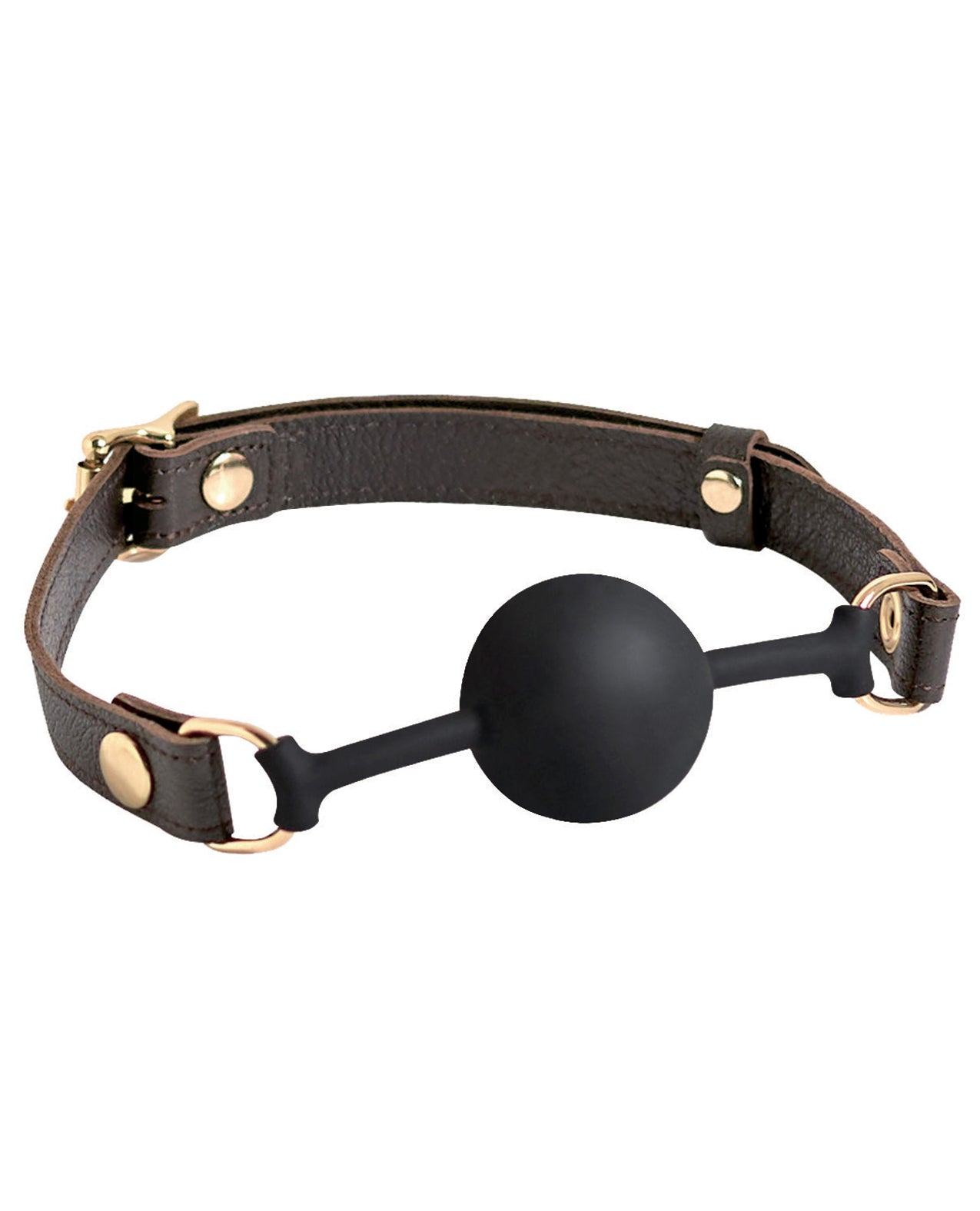 Spartacus Silicone Ball Gag, Brown Leather Strap, 43mm Breathable Silicone