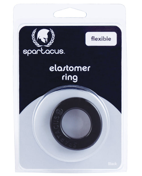 Spartacus BSPR-114 Elastomer Cock Ring, Metro Black, Stretch-to-Fit