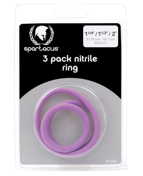 Spartacus BSPR-64 Nitrile Cock Ring Set - Purple Pack of 3