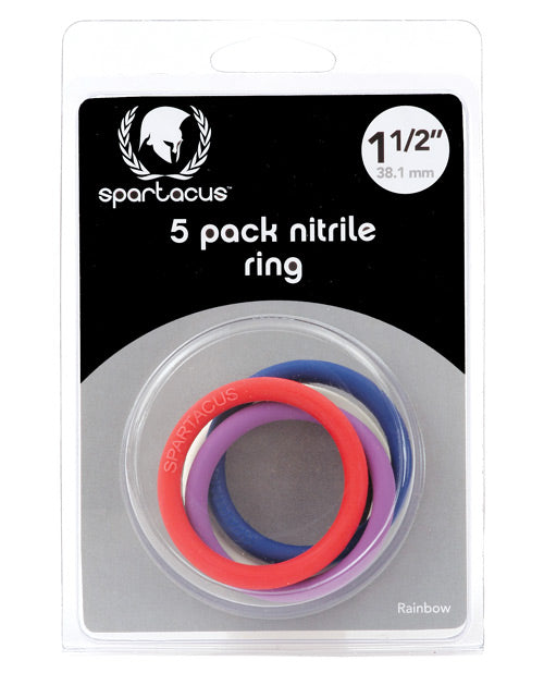 Spartacus BSPR-77 Nitrile Cock Ring Set, 1.5" Diameter, 5 Pack