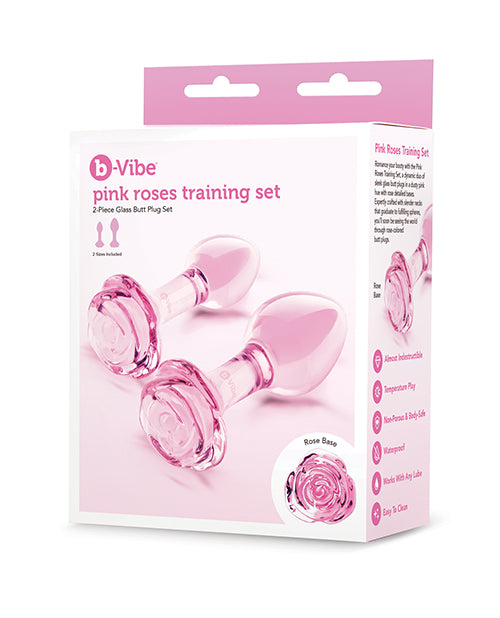 b-Vibe Pink Roses Training Set, Borosilicate Glass, Dusty Pink, Set of 2