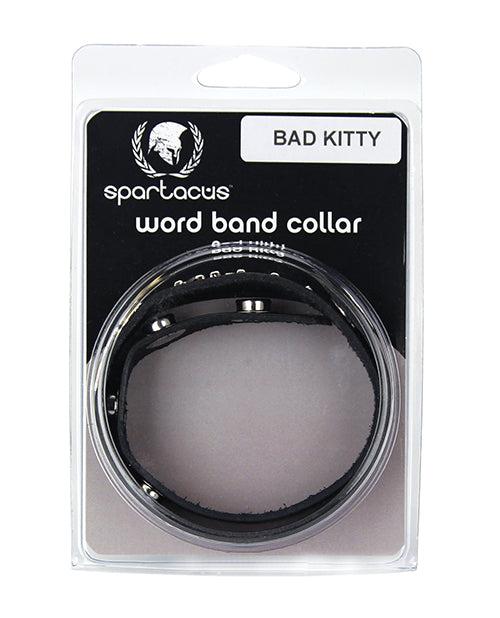 Spartacus BWB-B9 BAD KITTY Leather Collar, Black, Adjustable