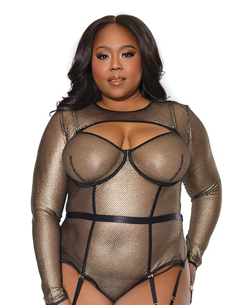 Coquette International 23308 Metallic Fishnet Shrug, Black/Gold OS/XL